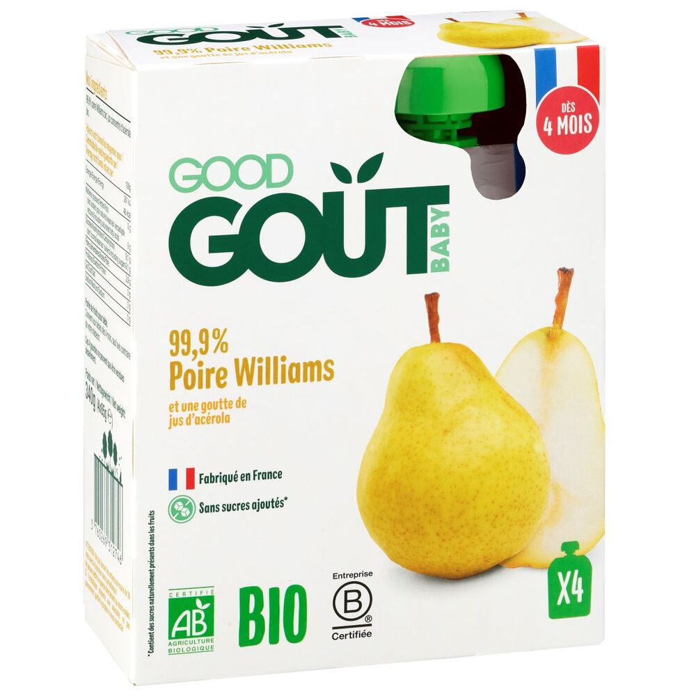 Good Gout - Gourdes poire williams 4x85g - Dès 4 mois