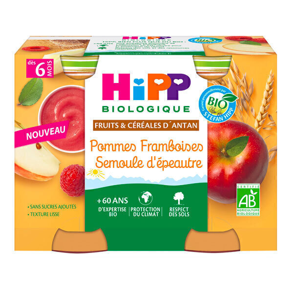 HiPP - Petits pots pommes framboises épeautre dès 6 mois - 2x190g