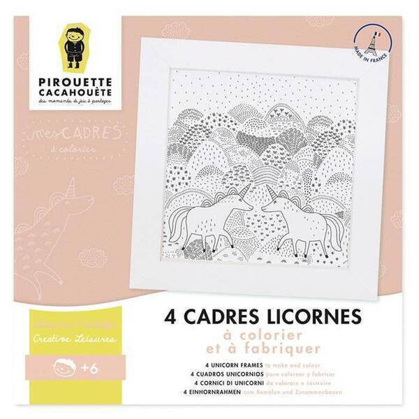 Pirouette cacahouete - 4 cadres Licornes à colorier et fabriquer