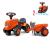 Porteur tracteur Kubota avec remorque - pelle et rateau - Orange