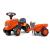 Porteur tracteur Kubota avec remorque - pelle et rateau - Orange