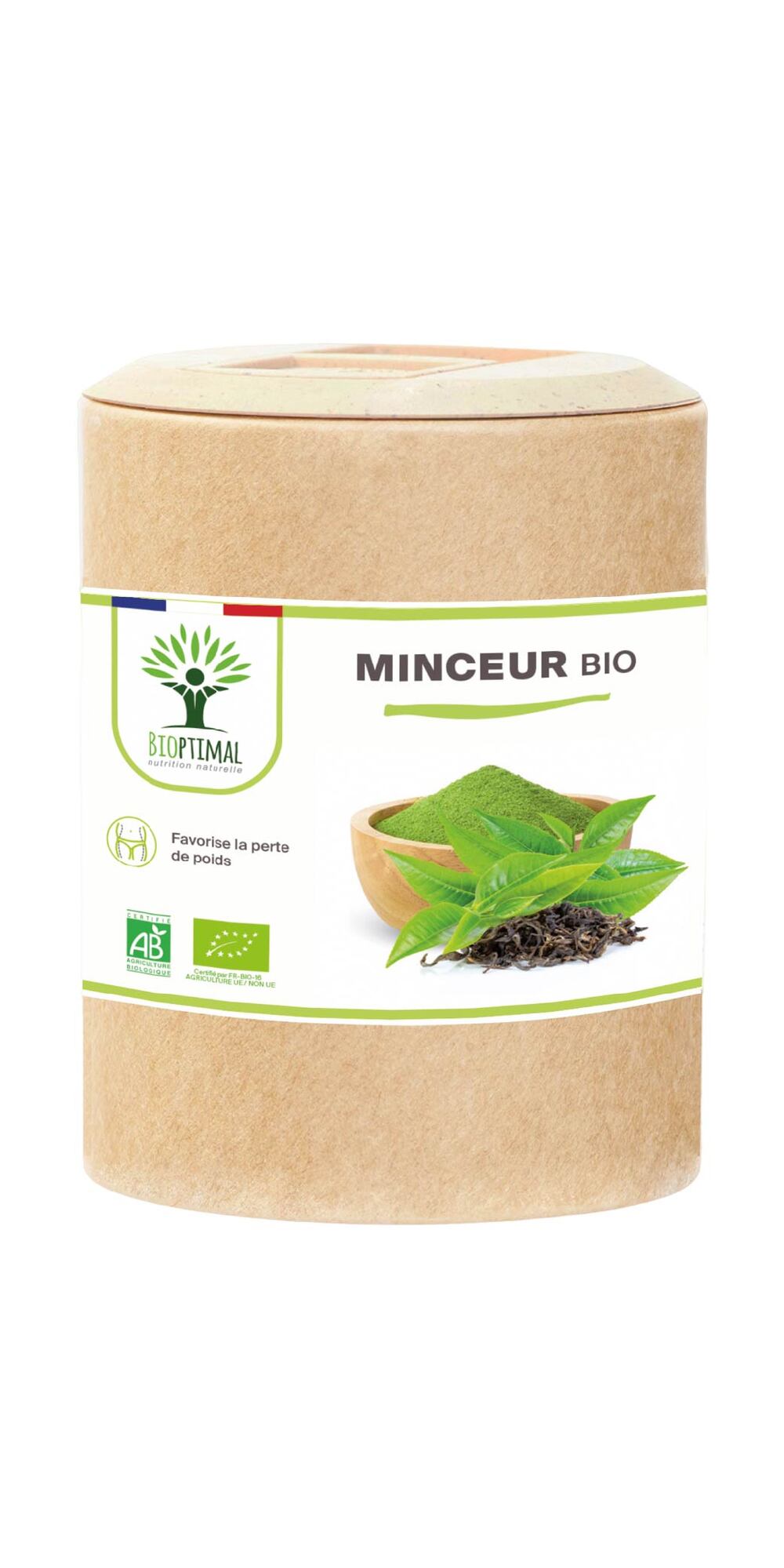 Bioptimal - Minceur Bio - Thé vert Guarana - Perte Poids - 200 gélules