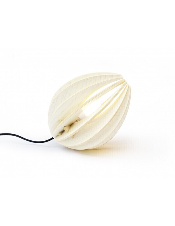 Gone's - FEVE - Lampe à poser en bois frêne teinté blanc, cordon noir
