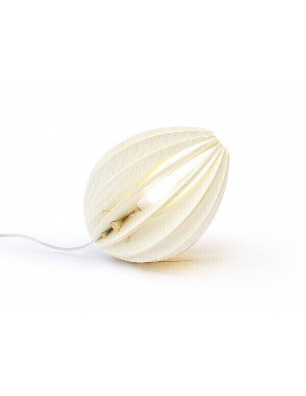 Gone's - FEVE -Lampe à poser en bois frêne teinté blanc, cordon blanc