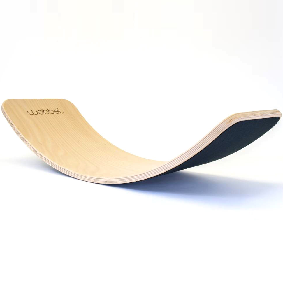 WOBBEL - Planche d'équilibre Originale en bois et feutre Gris