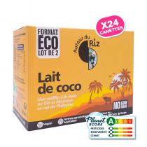 Autour du Riz - Lait de coco équitable premium - Colis de 12 lots de 2 x 400 ml