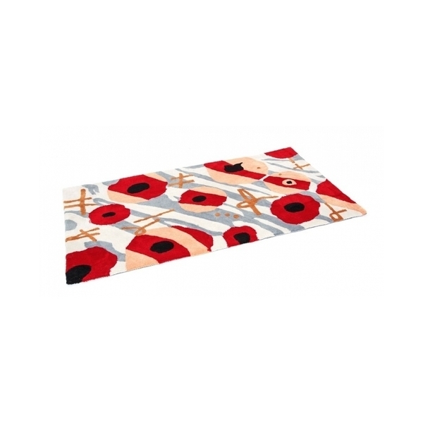 HomeStyle4U - Tapis Shaggy 80 x 150 rouge gris motif Fleurs