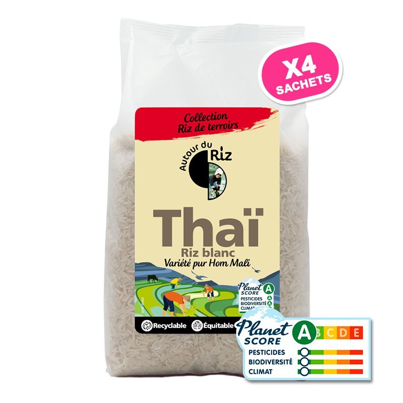 Autour du Riz - Riz thaï blanc équitable - Colis 4 x 2 kg