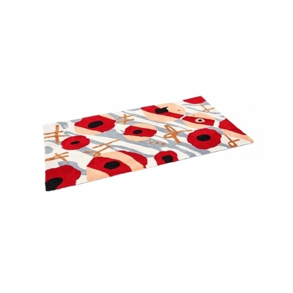 HomeStyle4U - Tapis Shaggy 160 x 230 rouge et gris motifs Fleurs