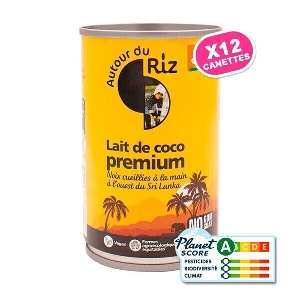 Autour du Riz - Lait de coco Premium (18 % de MG) - Colis 12 x 160 ml