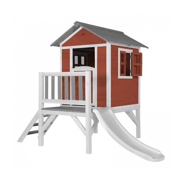 Axi - AXI Maisonnette Lodge XL en bois Rouge toboggan Blanc Axi - AXI Maisonnette Lodge XL en bois Rouge toboggan Blanc