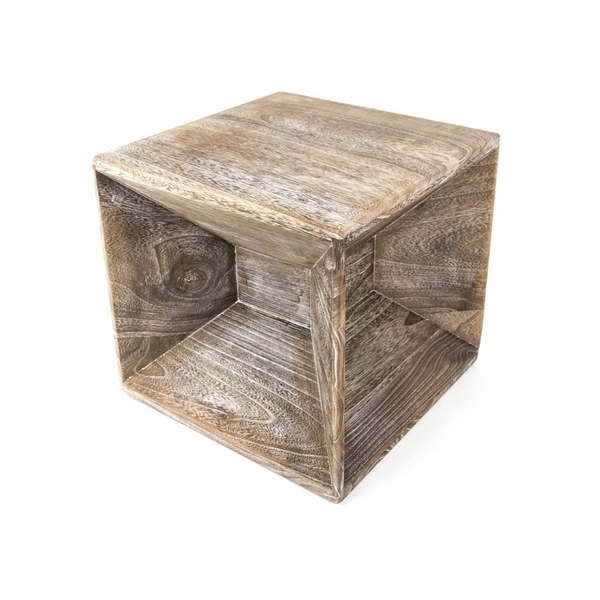 HomeStyle4U - Table d appoint en bois cube gris