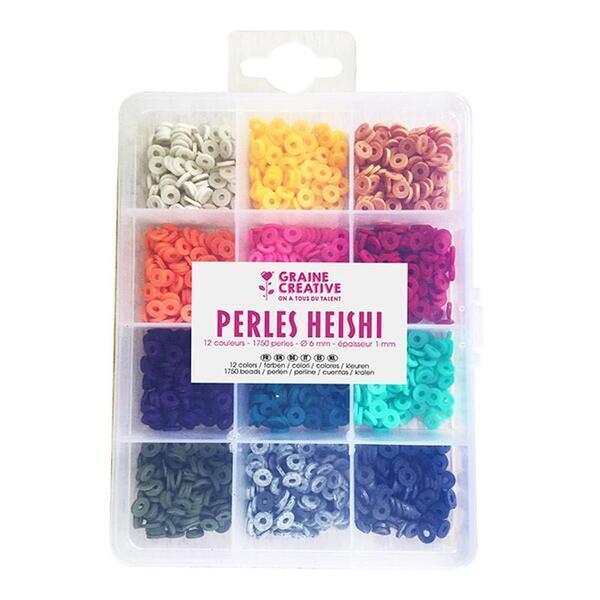 Graine Créative - Boîte de perles Heishi - 12 couleurs vives