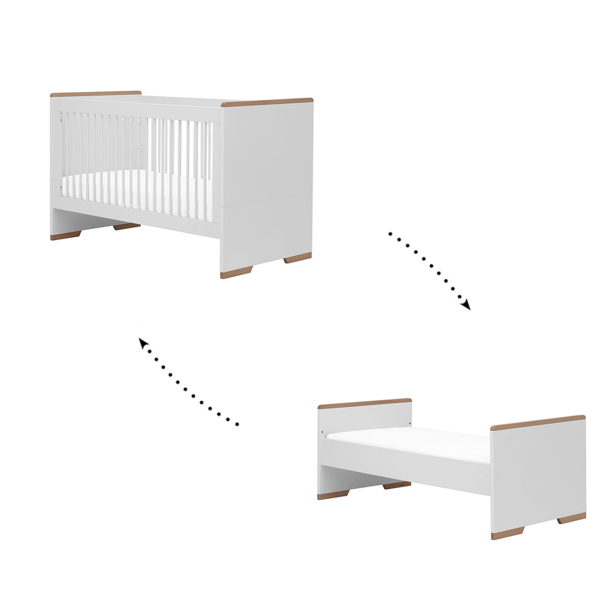 Pinio - Lit évolutif 70x140 Snap - Blanc et bois Pinio - Lit évolutif 70x140 Snap - Blanc et bois