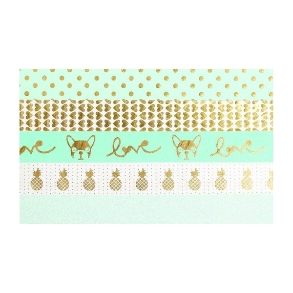 Graine Creative - 5 masking tapes menthe et or Graine Creative - 5 masking tapes menthe et or