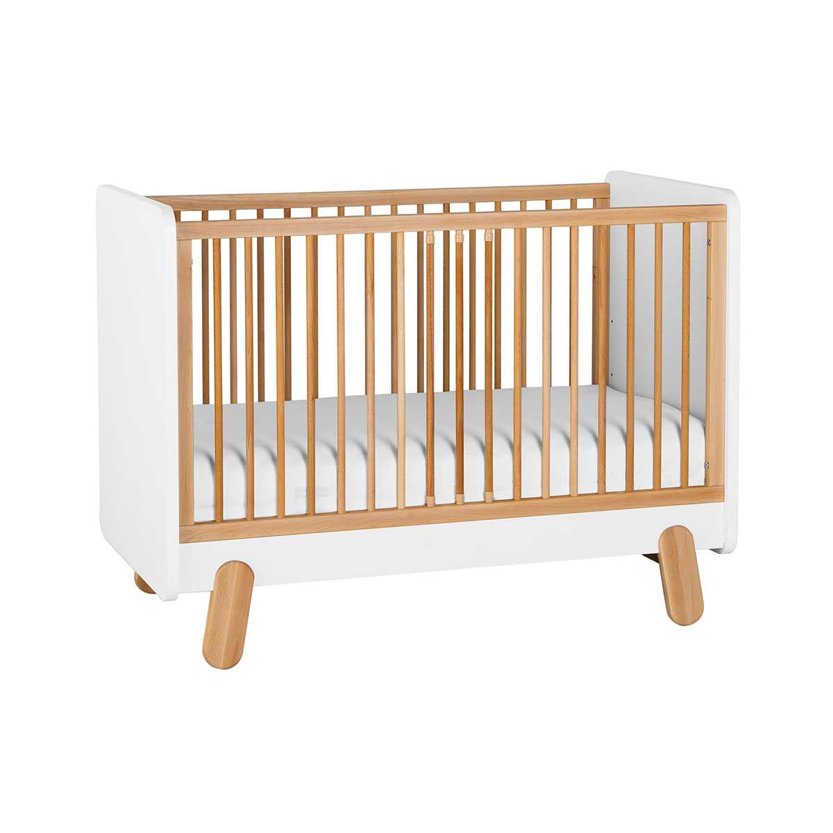 Pinio - Lit bébé 60x120 Iga - Blanc et bois Pinio - Lit bébé 60x120 Iga - Blanc et bois