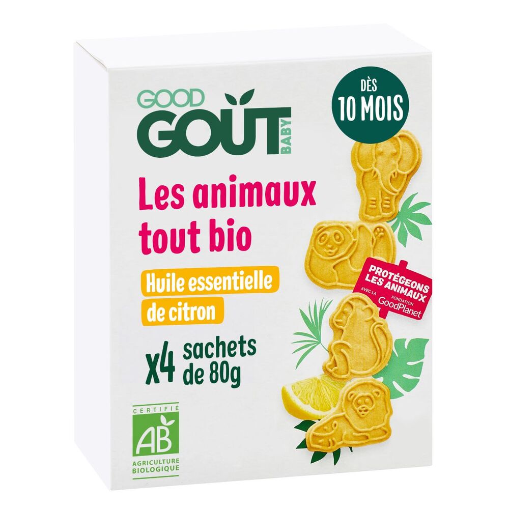Good Gout - Biscuits les animaux tout bio saveur citron 80g - Dès 10 mois