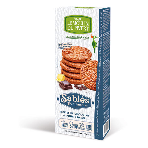 Le Moulin du Pivert - Sablés tout chocolat, pépites et pointe de sel 150g Le Moulin du Pivert - Sablés tout chocolat, pépites et pointe de sel 150g