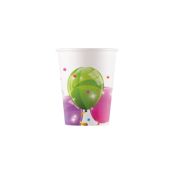 DECORATA PARTY - 8 Gobelets Ballons - Compostable DECORATA PARTY - 8 Gobelets Ballons - Compostable