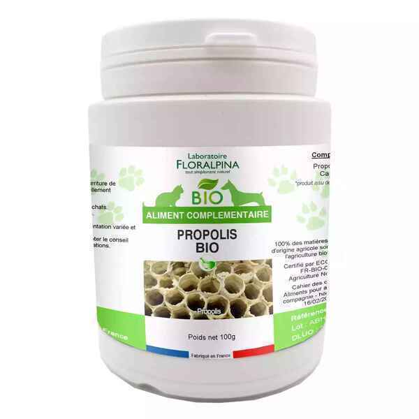 Floralpina - Propolis Bio 100g pour Chien et Chat - Hygiène buccale, Stimulat