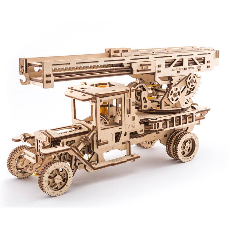 Kid Distri - Maquette mécanique UGEARS camion de pompier avec échelle