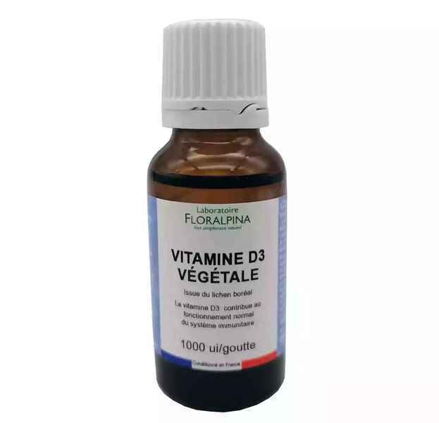 Floralpina - Vitamine D3 Végétale Liquide 20 ml - 1 000 UI/goutte
