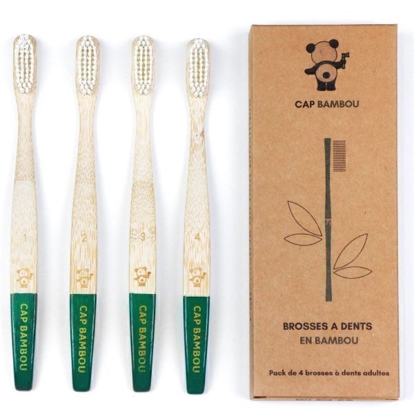 CAP Bambou - Brosses à dents adulte en bambou x4 MEDIUM