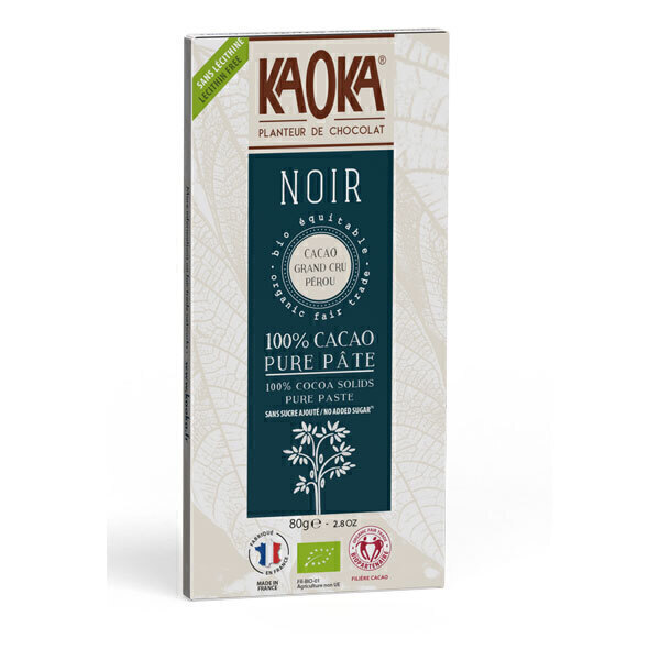Kaoka - Tablette chocolat noir 100% cacao Pérou 100g Kaoka - Tablette chocolat noir 100% cacao Pérou 100g