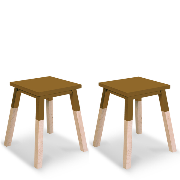 Mon petit meuble français - 2 tabourets laqués en frêne 40x40 cm Mon petit meuble français - 2 tabourets laqués en frêne 40x40 cm
