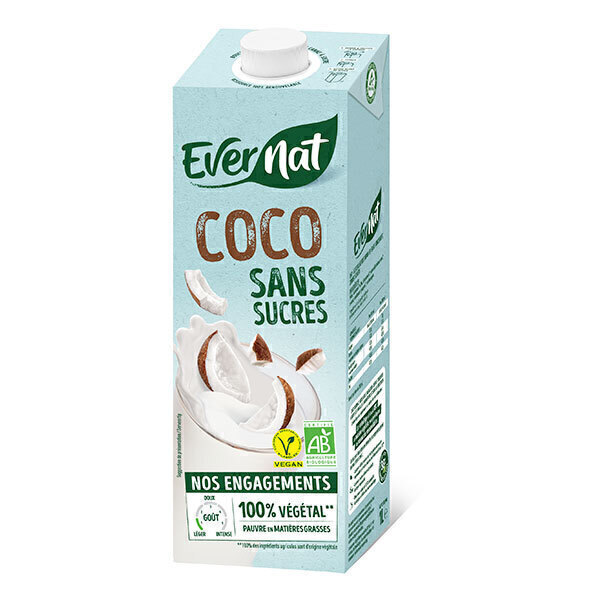 Evernat - Boisson végétale coco sans sucres 1L