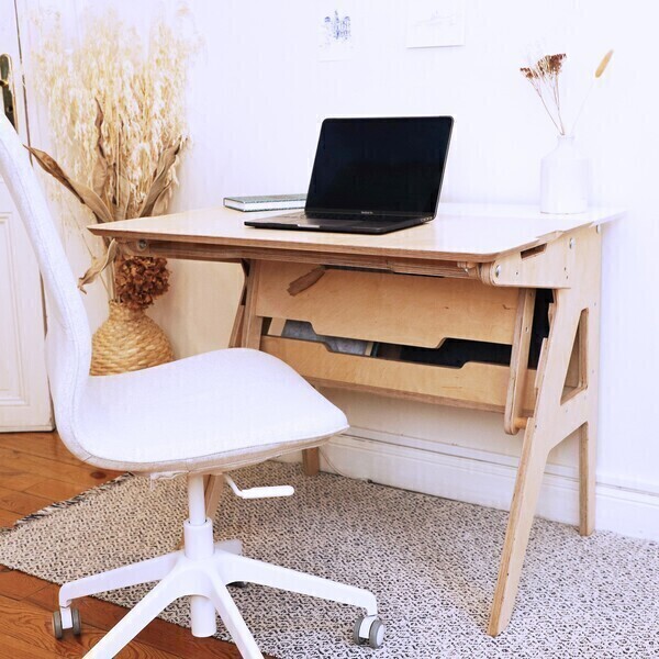 Omni Design - Bureau ergonomique assis-debout blanc L90cm