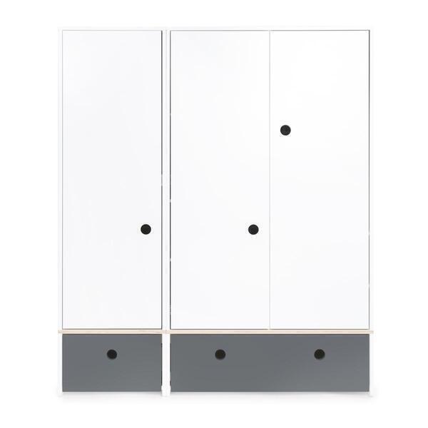 Wookids - Armoire 3 portes COLORFLEX façades tiroirs space grey Wookids - Armoire 3 portes COLORFLEX façades tiroirs space grey