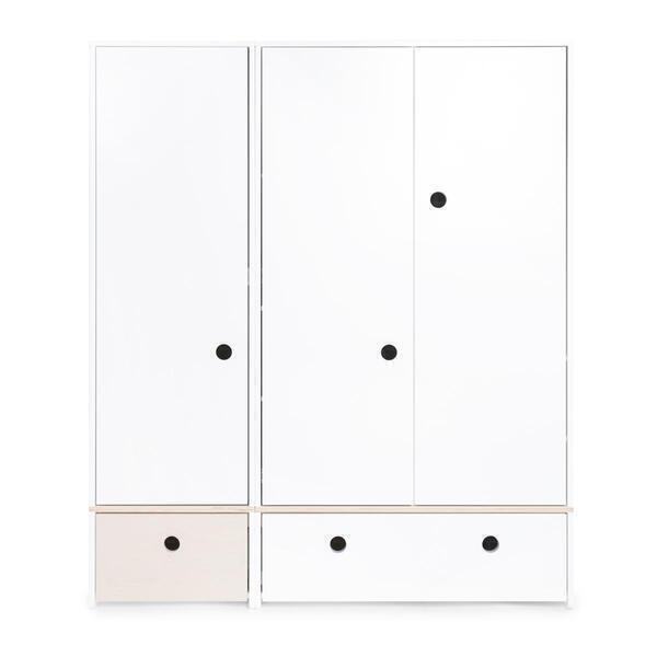 Wookids - Armoire 3 portes COLORFLEX façades tiroirs white wash-white Wookids - Armoire 3 portes COLORFLEX façades tiroirs white wash-white