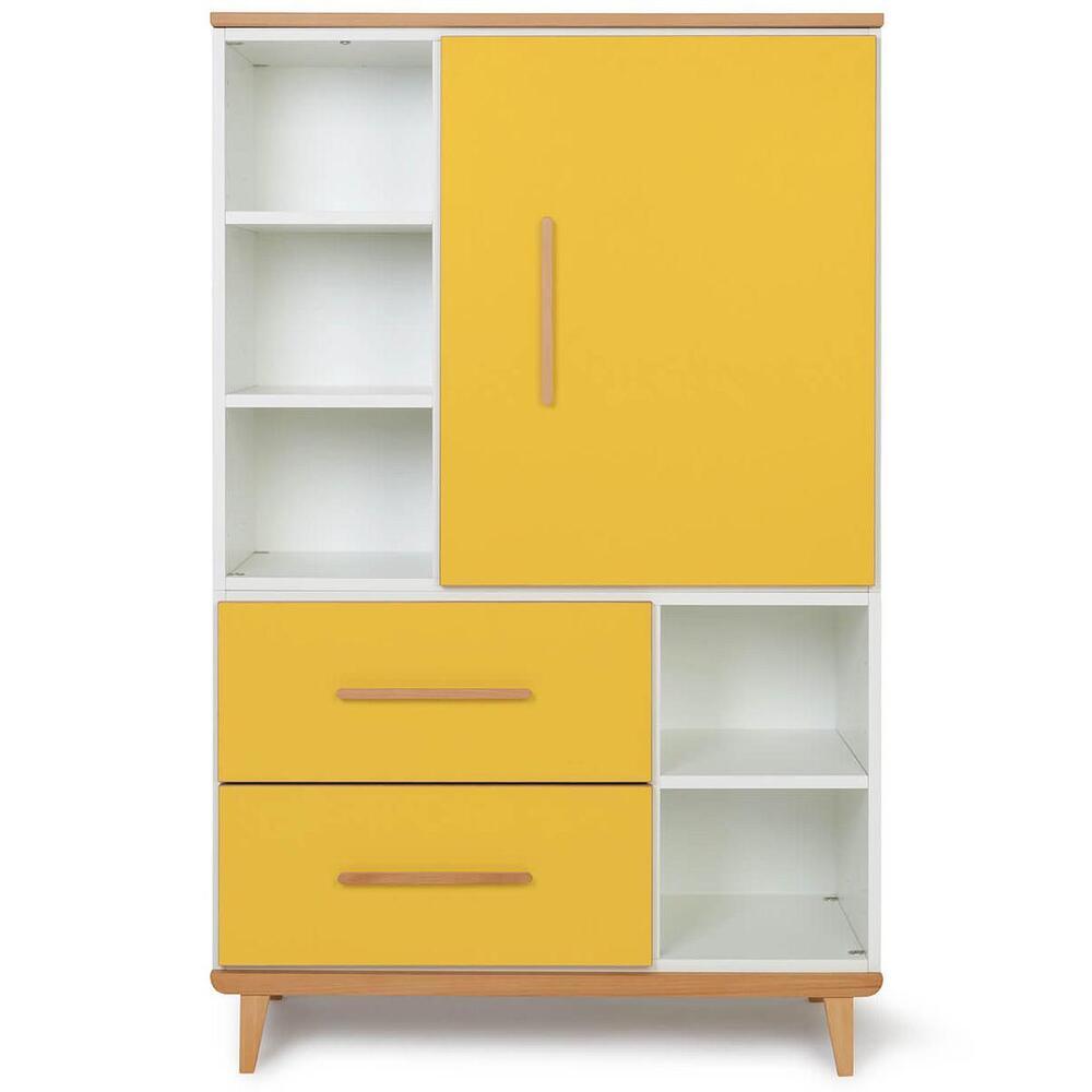 Wookids - Armoire 147cm 1 porte 2 tiroirs NADO sunshine yellow Wookids - Armoire 147cm 1 porte 2 tiroirs NADO sunshine yellow