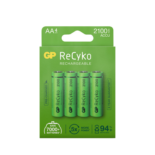 GP Batteries - Pack de 4 piles rechargeable Recyko+ AA/LR6 - 2000mAh