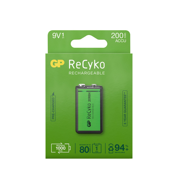 GP Batteries - Pack de 1 pile rechargeable Recyko+ 9V - 200mAh