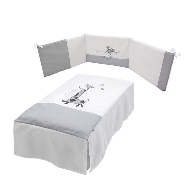 Micuna - Couette et tour de lit 120 x 60 cm Sabanna blanc et gris