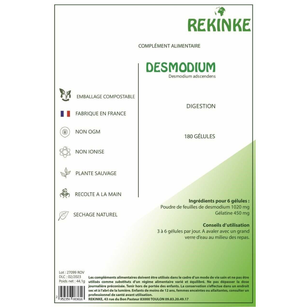 Rekinke - Desmodium écologique 180 gélules Rekinke