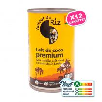 Autour du Riz - Lait de coco Premium équitable et Demeter - Colis 12 x 400 ml