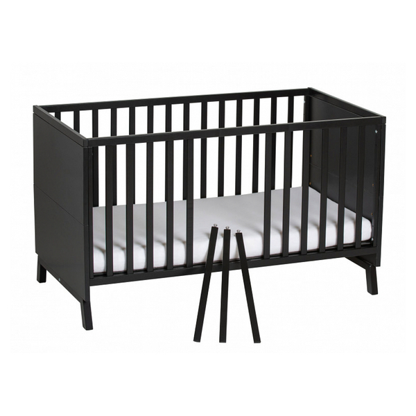 Lit Bebe 70x140 Cm Bois Noir Et Pieds Hetre Massif Miami L Schardt