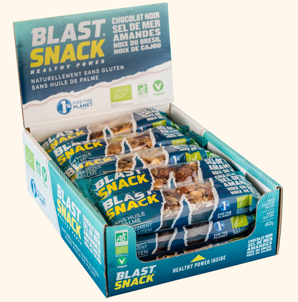 Blast Snack - Barre de Noix - Chocolat noir Sel de mer Amandes - 15 x 40g Blast Snack - Barre de Noix - Chocolat noir Sel de mer Amandes - 15 x 40g