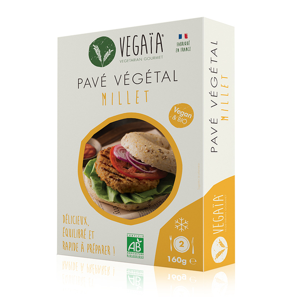 Vegaïa - Pavé / steak végétal Millet 2pce 160g Vegaïa - Pavé / steak végétal Millet 2pce 160g