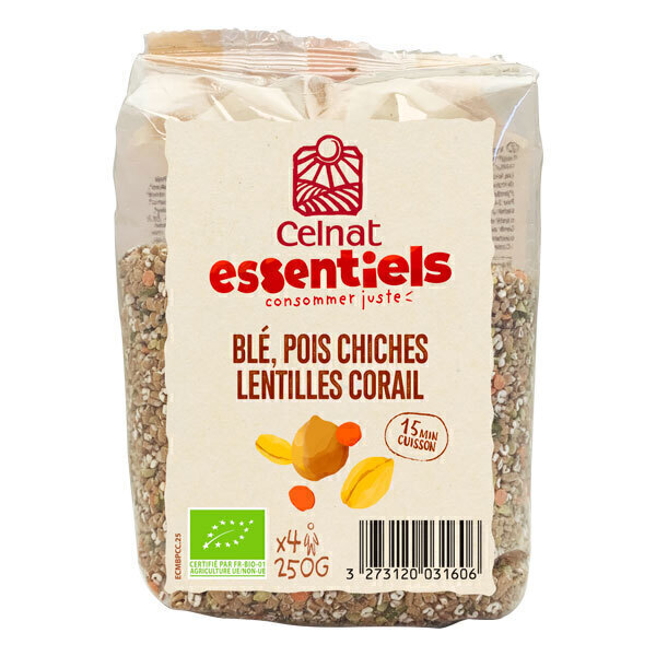 Celnat - Blé, pois chiches et lentilles corail 250g Celnat - Blé, pois chiches et lentilles corail 250g