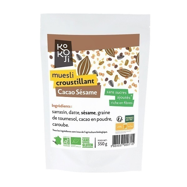 KOKOJI - Muesli Croustillant Cacao Sésame 350g
