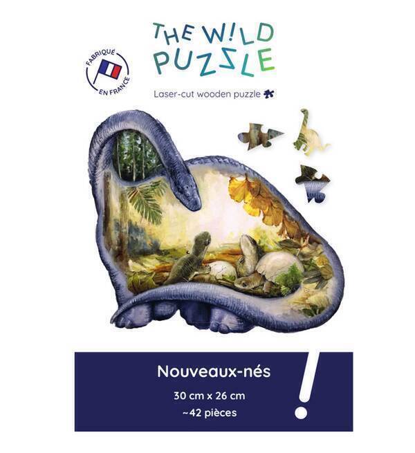 The Wild Puzzle - Nouveaux Nes 42P Puzzle en bois Dinosaure