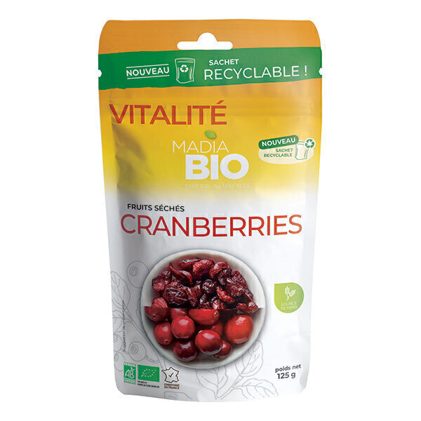 Madia Bio - Cranberries entières séchées 125g