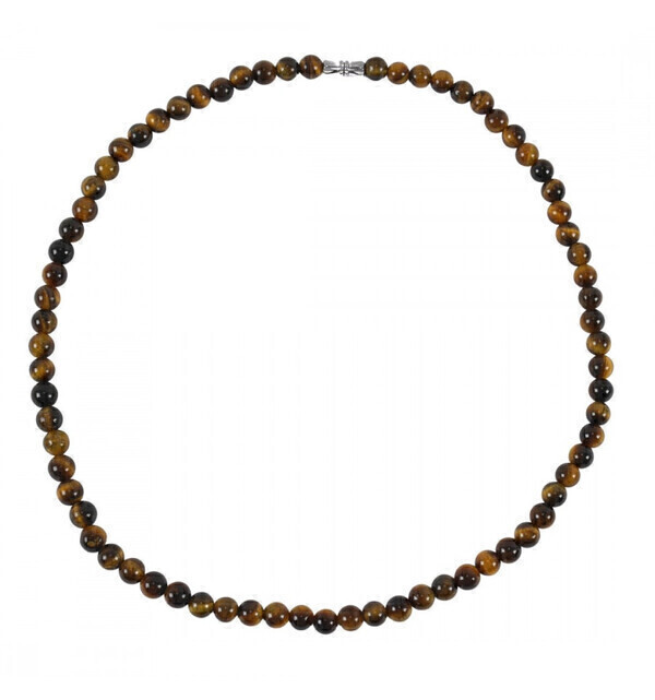 Coco Papaya - Ras de cou / collier de perles en Oeil de Tigre naturel - boules