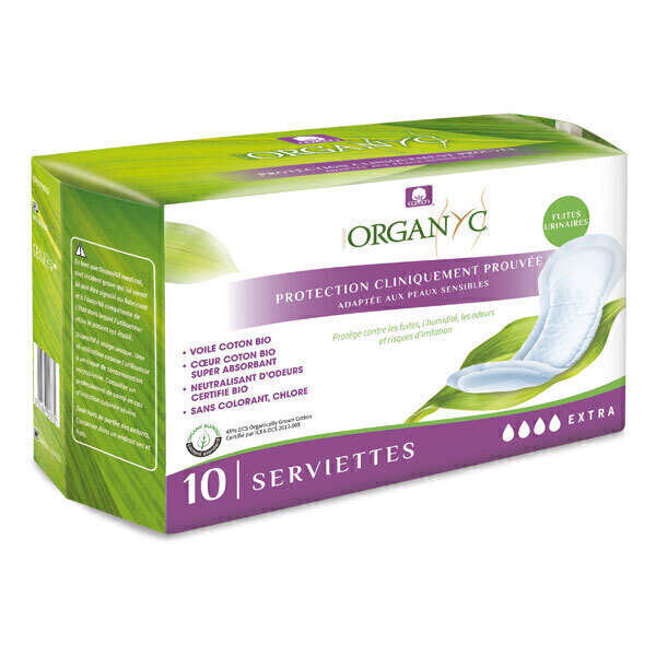 Organyc - 10 Serviettes pour fuites urinaires Extra
