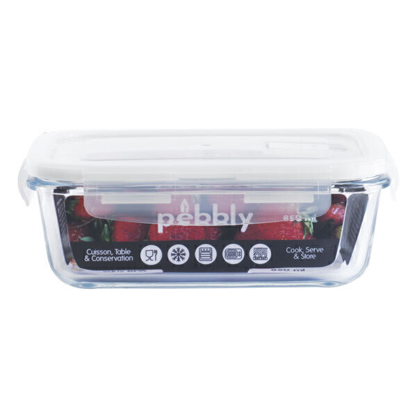 Pebbly - Boîte rectangulaire en verre borosilicate 85cl