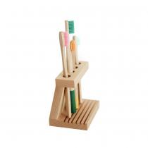 Ecogift - Support en bois pour 4 brosses à dents en bois de hêtre